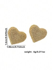 1 Pair Geometric Frosted Heart Stud Earrings - Frosted Love Earrings - View 3