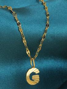 Magic Fish 1個金色不銹鋼唇形項鍊,附有a-z26英文字母吊墜,適用於名字首字母、情人節、新年贈禮 - 金黃色 - 查看 32