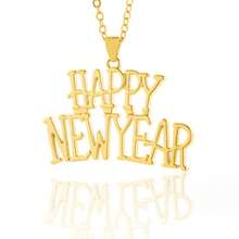 1 件時尚經典新年快樂英文字母新年快樂女士項鍊禮品首飾 - 款式一 - 查看 6