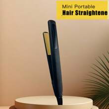 Cinsmile 2 In 1 Mini Hair Straightener,  Ceramic Tourmaline Plate, Beauty Small Lightweight Portable Flat Iron Heating Curler For Home (Black) - Black - View 1