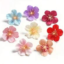 50pcs Simulation Small Cherry Blossom Petals, Mini Silk Flower Artificial Flower Garland Accessories, Fake Flower Head For Home Wedding Decoration - Blue - View 8