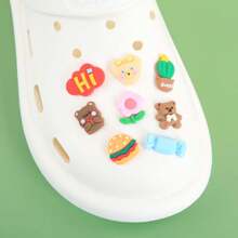 4入組可愛的卡通動物和水果樹脂扁平裝飾,適用於鞋子裝飾、水杯裝飾、diy製作、裝飾品、手帳製作和頭飾等用途。