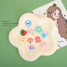 4入組可愛的卡通動物和水果樹脂扁平裝飾,適用於鞋子裝飾、水杯裝飾、diy製作、裝飾品、手帳製作和頭飾等用途。