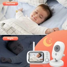 CDYCAM 3.5 Inch Wireless Video Baby Monitor Night Vision Temperature Monitoring 2 Way Audio Talk Baby Nanny Security Camera Video Nanny Radio Baby Camera Support 64GB SD Card - White - View 7