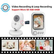 CDYCAM 3.5 Inch Wireless Video Baby Monitor Night Vision Temperature Monitoring 2 Way Audio Talk Baby Nanny Security Camera Video Nanny Radio Baby Camera Support 64GB SD Card - White - View 4