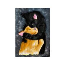 1入組壁畫帆布畫《抱抱貓》,黑色和橙色貓,貓藝術印花,兩隻貓的裝飾,貓的愛,貓主人禮物印刷畫不帶相框 - 黑色 - 查看 5