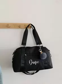 Simple Black, Fitness Luggage Bag, Large Capacity Dance Bag With Fur Ball Traveling Bag Kit Stuff Organizer Essentials Accessories Traveling Bag Travelling Organizer Outfit Airport Clothes Stuff Luggage Bag Christmas Gift Ideas Women Girls Xmas Gifts For Mum Birthday Gift Mom Friend Gym Bag Sport Bag Training Pack Holiday Thanksgiving Day Gifts For Suitcase Overnight Bag Duffle Bag Weekend Bag Duffel Bag For Luggage Carry On Bag College Bag Luggage Bags Weekender Bag Hospital Bag Winter - Black - View 1