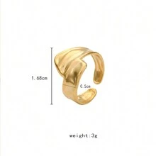 1pc Fashionable Lava Glossy Gold Plated Open Stainless Steel Ring, Suitable For Daily Wear For Women - As Shown - View 4