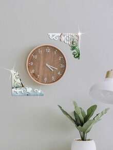 4pcs Floral Pattern Acrylic Mirror Stickers, Valentine'S Day Gift, For Bedroom And Living Room Decoration - Transparent Color - View 3