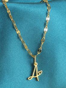 Magic Fish 1個金色不銹鋼唇形項鍊,附有a-z26英文字母吊墜,適用於名字首字母、情人節、新年贈禮 - 金黃色 - 查看 6