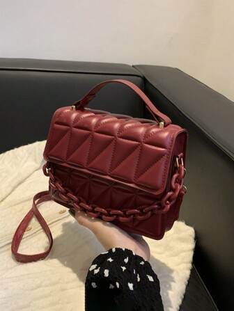 Mini Chain Decorated Stitching Handbag