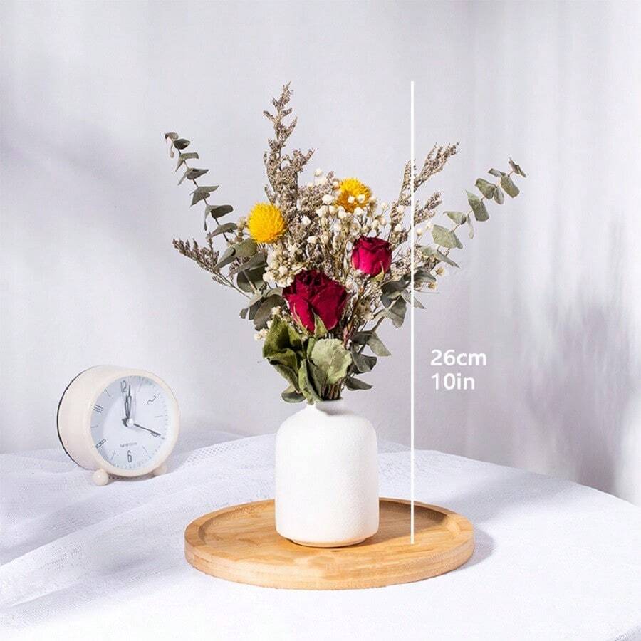 乾燥的天然薔薇和滄桑花束,適用於家居客廳裝飾,婚禮,餐桌,農舍裝飾（花瓶不含） - Red Rose Bouquet - 查看 1