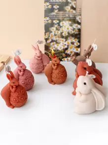 1 pieza Molde de silicona con forma de conejo lindo de Pascua DIY - Blanco - Ver 5