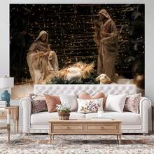 1塊背景布,的誕生裝飾,掛毯布藝,假日派對裝飾,場景掛墻布 - 彩色 - 查看 1