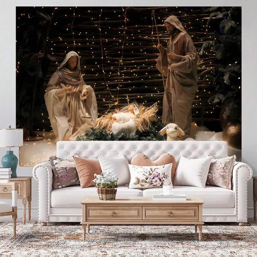 1塊背景布,的誕生裝飾,掛毯布藝,假日派對裝飾,場景掛墻布 - 彩色 - 查看 1