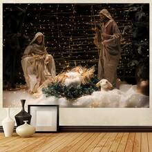 1塊背景布,的誕生裝飾,掛毯布藝,假日派對裝飾,場景掛墻布 - 彩色 - 查看 2