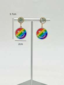 1pair Fashionable Minimalist Acrylic Material Smiling Face Shape Drop Earrings - Multicolor - View 4