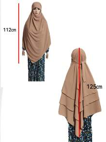 Lenço De Adoração Em Casa Islâmica Estilo Chiffon De Camada Tripla De Alta Qualidade, Pode Ser Usado Para Cobrir O Rosto, Envoltório De Cabeça Extragrande - Caqui - Ver 5