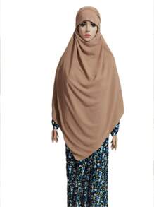 Lenço De Adoração Em Casa Islâmica Estilo Chiffon De Camada Tripla De Alta Qualidade, Pode Ser Usado Para Cobrir O Rosto, Envoltório De Cabeça Extragrande - Caqui - Ver 4