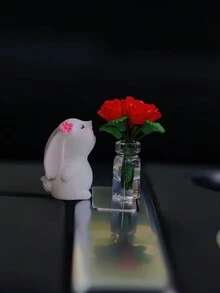 可愛浪漫的玫瑰花＆兔子汽車空氣出風口裝飾樓梯車內飾品 - 彩色 - 查看 4