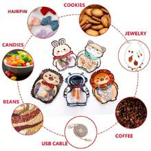 10pcs Cartoon Animal Patterned Self-Sealing Bag Astronaut Design Sealable Bag Rabbit Snack Bag Cat Themed Packaging Bag Candy & Jewelry Separation Pouch - 10 Hedgehogs - View 8