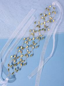 1入組女士簡單公主風格鑲鑽頭箍,精緻的頭髮配件,適用於婚禮、派對和日常穿著。 - 綠色 - 查看 5