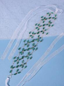 1入組女士簡單公主風格鑲鑽頭箍,精緻的頭髮配件,適用於婚禮、派對和日常穿著。 - 綠色 - 查看 2