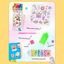 1套寶石5d鑽石兒童手工繪畫套件和diy繪畫工具貼紙可愛的藝術和手工珠寶玩具,兒童禮物 - 彩色 - 查看 3