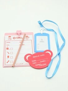 1入組木質兒童醫療器材遊戲屋模擬醫生玩具套裝女護士醫生聽診器兒童禮物（5件套） - 彩色 - 查看 6