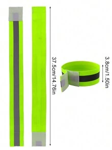 1pc Fluorescent Green Reflective Wristband / Leg Strap For Cycling / Mountain Bike / Night Running - Green - View 2