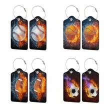 行李牌、手提箱識別牌、防丟識別牌、不銹鋼環皮革行李牌、格紋登機超細纖維皮革行李牌 - 黑色 - 查看 1