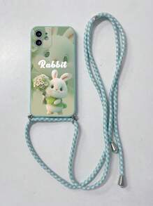 1 件淡蓝色兔子花卉哑光边缘手机壳，适用于 Apple///Redmi/VIVO - 青碧色 - 查看 3