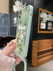 1 件淡蓝色兔子花卉哑光边缘手机壳，适用于 Apple///Redmi/VIVO - 青碧色 - 查看 5