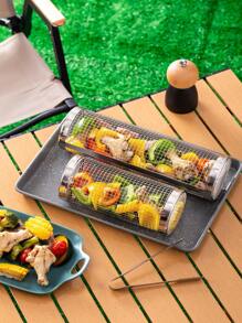 1入全不銹鋼煙熏網圓形滾動煽動管,適用於戶外燒烤 - 銀色 - 查看 1