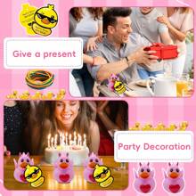 2 件情人節橡膠鴨子帶 2 個標籤、2 件橡皮筋、淋浴配件、迷你鴨子沐浴玩具情人節派對禮物 - 彩色 - 查看 3