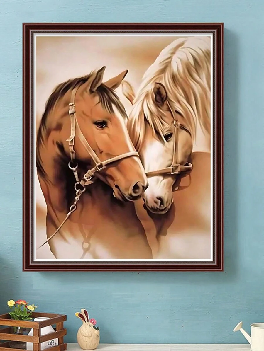 1 Miếng Tranh kim cương Bộ dụng cụ , 5D DIY Kim cương Thêu Ngựa Khảm Tác phẩm nghệ thuật , Khâu chéo Bộ , Qủa tặng Dành cho người mới bắt đầu & Người lớn , Tròn Giường đôi Máy khoan Kim cương , Lý tưởng Đối với Nhà  Trang trí tường & Sinh nhật Quà tặng