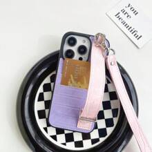 With Phone Charm Holder IPhone15 Series Multifunctional Crocodile Protective Case Is Suitable For All IPhone13/14/12/11 Series - Purple - View 4