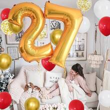 88入組「我愛你」字母主題派對氣球裝飾套裝：10吋塑料鋁箔心形氣球、12吋紅/白/金色氣球、12吋閃亮金氣球、5吋紅/白氣球、紅/金色氣球帶,適用於情人節、生日、婚禮、紀念日、訂婚場景裝飾 - 彩色 - 查看 5