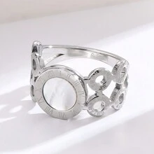 1枚時尚復古、簡約、獨特設計不鏽鋼羅馬數字裝飾戒指,適合男女日常佩戴和晚會配飾,以及情人節禮物 - 數位戒指 - 查看 6