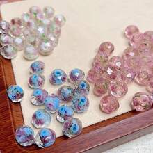 10入組8mm切面玻璃珠子,嵌著花瓣;diy手鍊、項鍊製作配件 - 黑色 - 查看 2