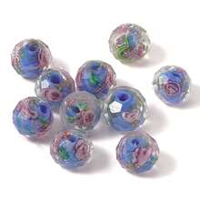 10入組8mm切面玻璃珠子,嵌著花瓣;diy手鍊、項鍊製作配件 - 黑色 - 查看 10