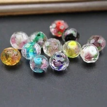 10入組8mm切面玻璃珠子,嵌著花瓣;diy手鍊、項鍊製作配件 - 黑色 - 查看 4