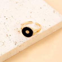 1pc Punk Style Vintage Gold-Color Open Ring For Men & Women, Jewelry Couple Accessory - Gold - View 8