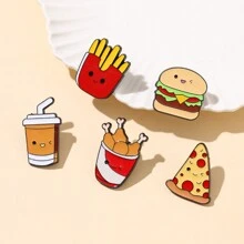 1pc Universal Clothing Accessory Mini Western Food Themed Badge, Cute Chicken Leg, Burger, Pizza, Popcorn, Ice Cream Collar Brooch - Cola - View 2