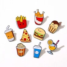 1pc Universal Clothing Accessory Mini Western Food Themed Badge, Cute Chicken Leg, Burger, Pizza, Popcorn, Ice Cream Collar Brooch - Cola - View 6