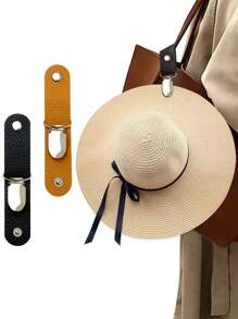 2入組便攜式皮革帽夾帽子收納衣架,適用於旅遊和郊遊 - 彩色 - 查看 1
