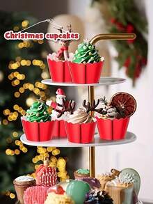 10入組厚金箔防沾杯形蛋糕紙杯,矽膠迷你蛋糕和松餅模具,一次性布丁甜點杯,完美的婚禮生日派對廚房烘焙工具 - 彩色 - 查看 2