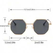 女士时尚眼镜 & 男士经典复古多边形金属时尚眼镜 - 黑色 - 查看 7