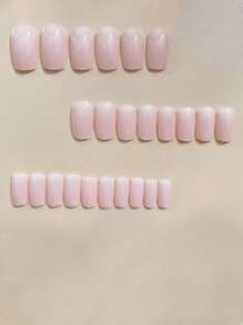 24入組短款歐式粉色假指甲附1支指甲文件和1支果凍膠，可按壓式指甲增加美甲用品 - 彩色 - 查看 2