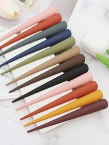 1套/10入女孩的莫蘭迪色混合啞光角形髮夾12.5cm長髮飾,適用於日常使用 - 彩色 - 查看 6